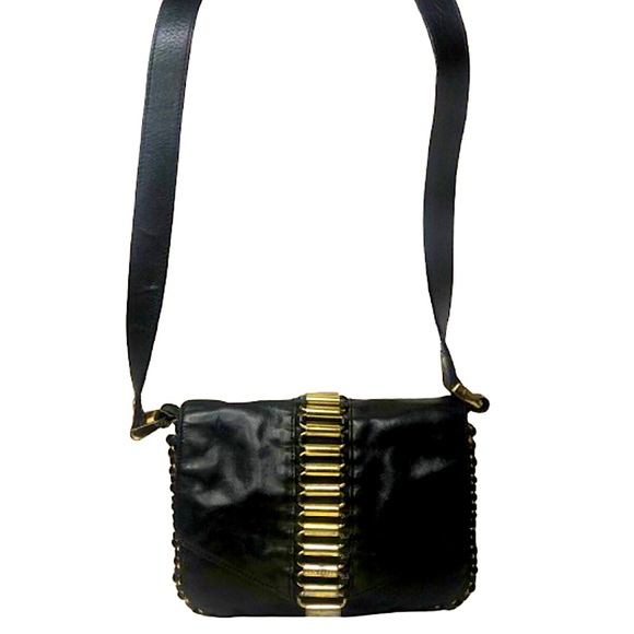 TED BAKER Black Lambskin and Brass Accent Throughout Bag & Strap Crossbody Bag - Picture 10 of 17